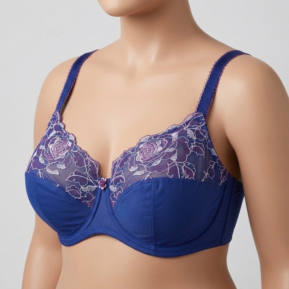 Sculptresse Panache Rosie Bra 40G Blue Embroidered Floral Underwire Support Lace